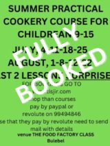 Summer Practical Cookery Course For Childrean 9 - 15